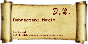 Debreczeni Maxim névjegykártya